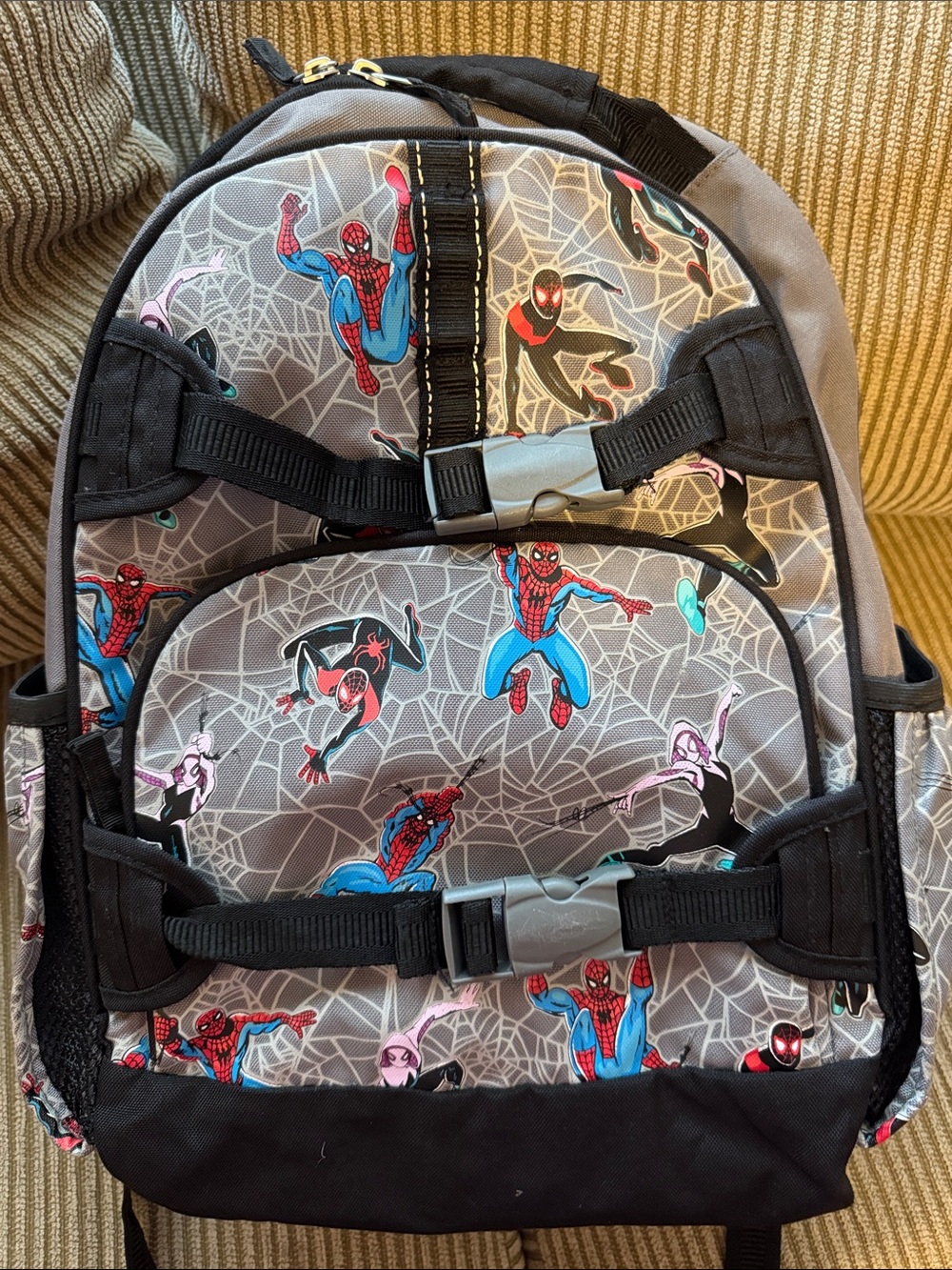 Pottery Barn Kids Gray Spider-Web Marvel Character Backpack